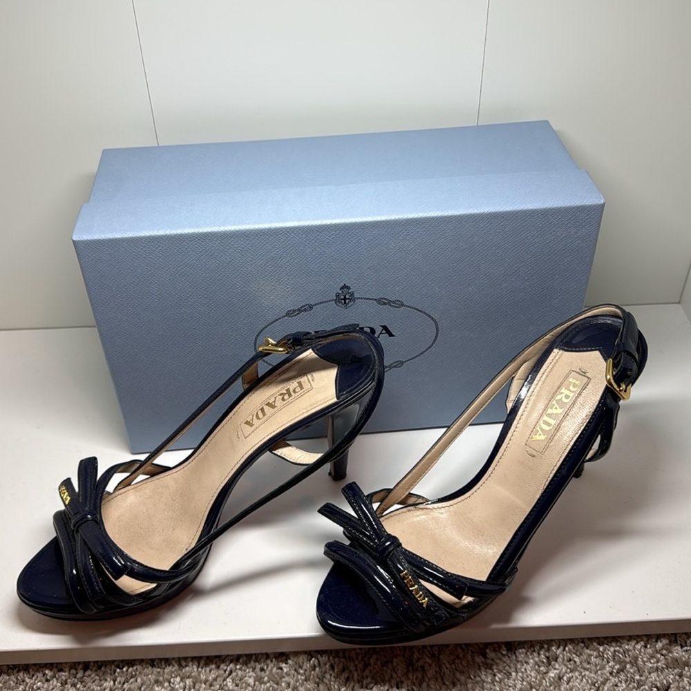 Authentic Prada Navy Blue Heels